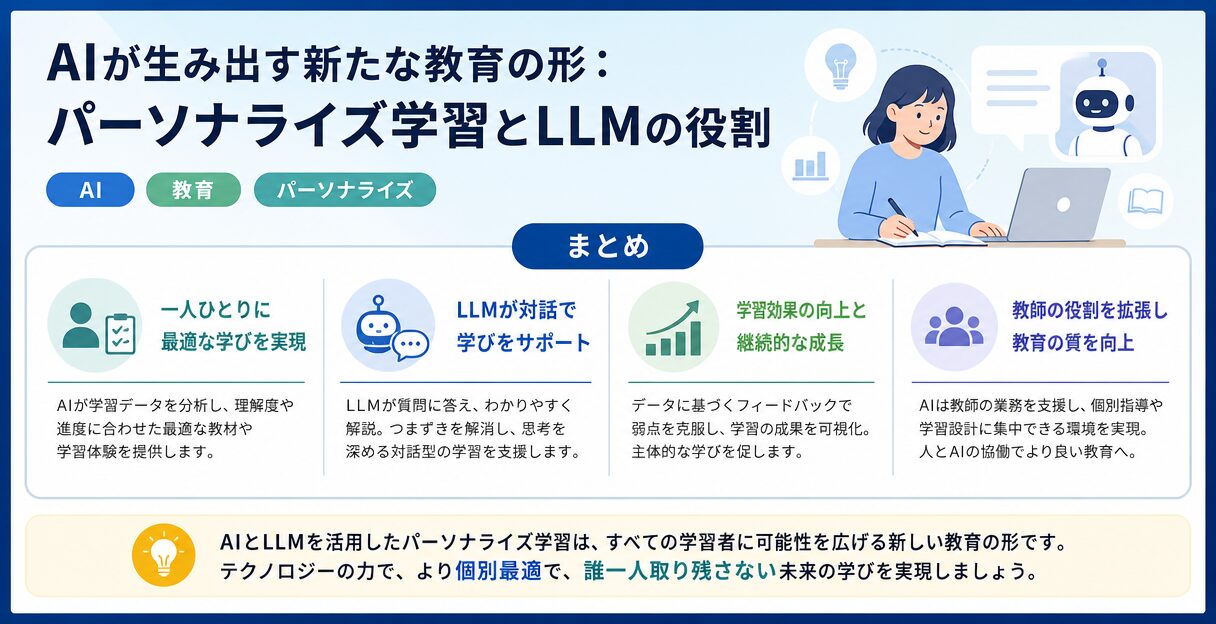 AIが生み出す新たな教育の形：パーソナライズ学習とLLMの役割 - まとめ