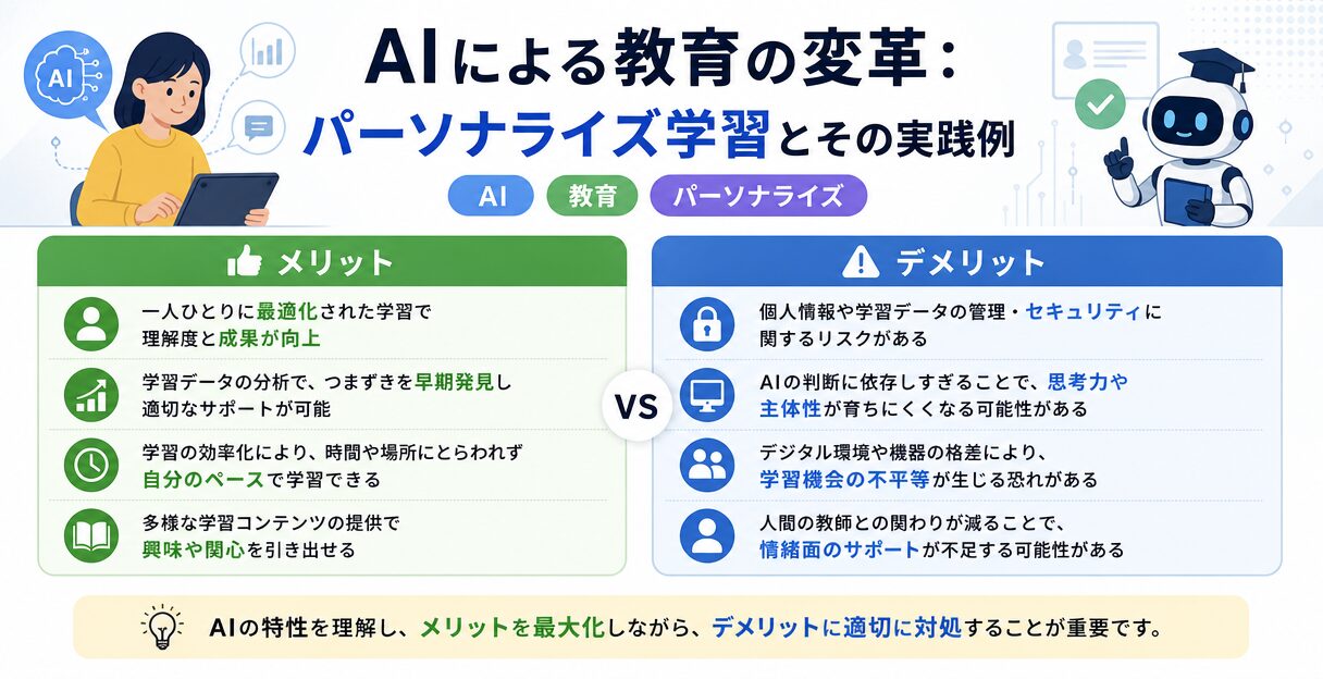AIによる教育の変革：パーソナライズ学習とその実践例 - メリットとデメリット