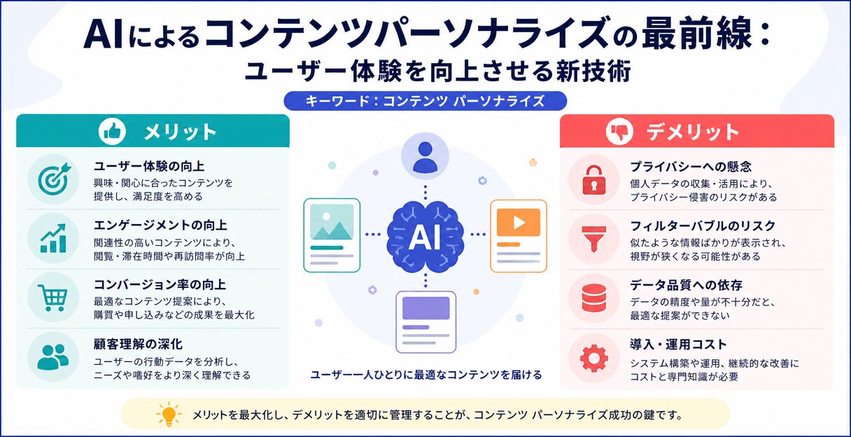 AIによるコンテンツパーソナライズの最前線：ユーザー体験を向上させる新技術 - メリットとデメリット
