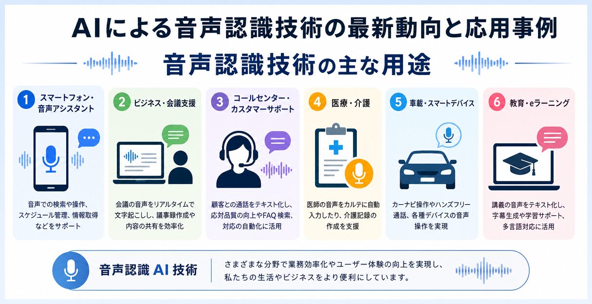 AIによる音声認識技術の最新動向と応用事例 - 音声認識技術の主な用途