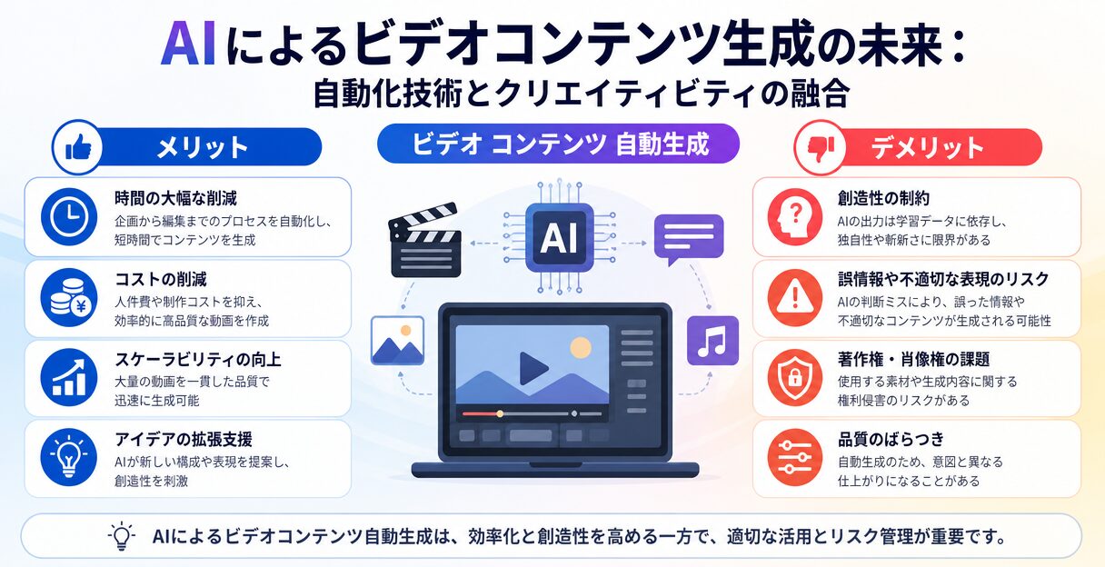 AIによるビデオコンテンツ生成の未来：自動化技術とクリエイティビティの融合 - メリットとデメリット