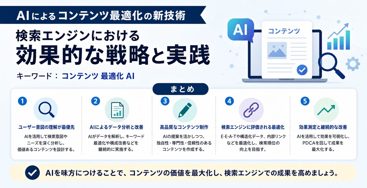 AIによるコンテンツ最適化の新技術：検索エンジンにおける効果的な戦略と実践 - まとめ
