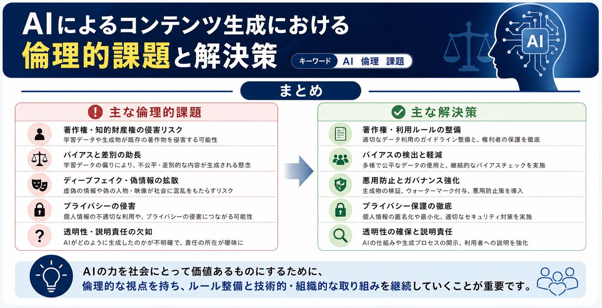 AIによるコンテンツ生成における倫理的課題と解決策 - まとめ
