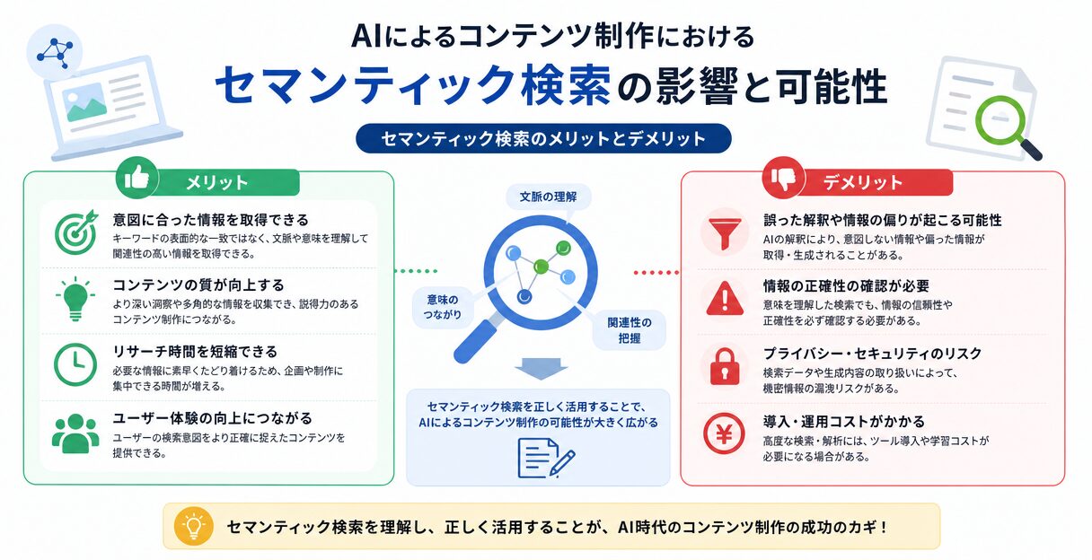 AIによるコンテンツ制作におけるセマンティック検索の影響と可能性 - セマンティック検索のメリットとデメリット