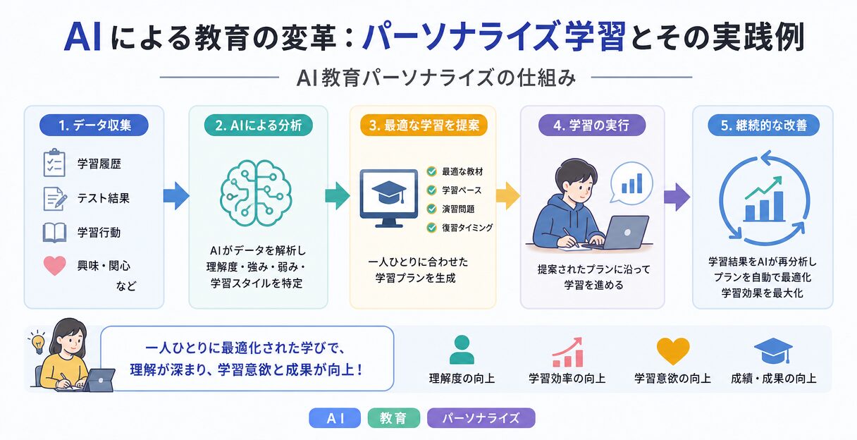 AIによる教育の変革：パーソナライズ学習とその実践例 - AI教育パーソナライズの仕組み