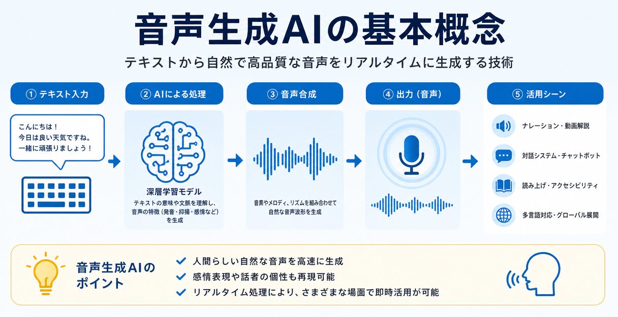 AIによる音声生成技術の革新:リアルタイム音声合成の実用と未来 - 音声生成AIの基本概念