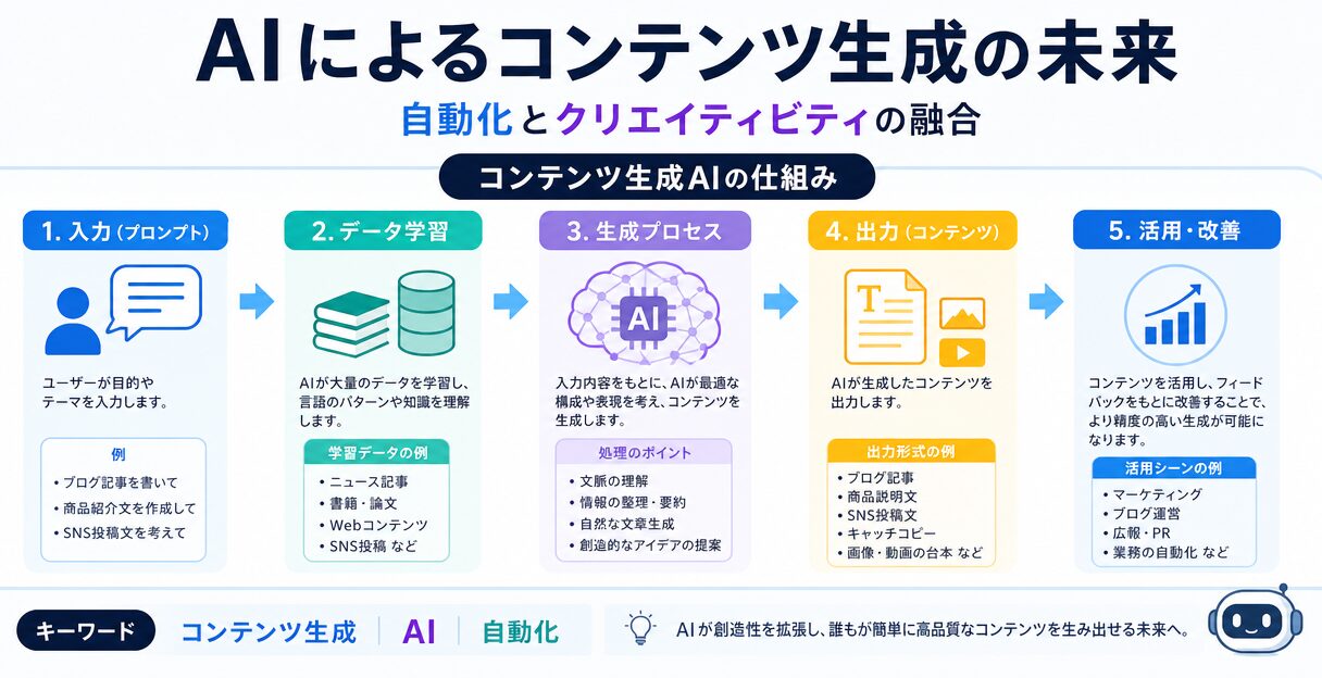 AIによるコンテンツ生成の未来：自動化とクリエイティビティの融合 - コンテンツ生成AIの仕組み