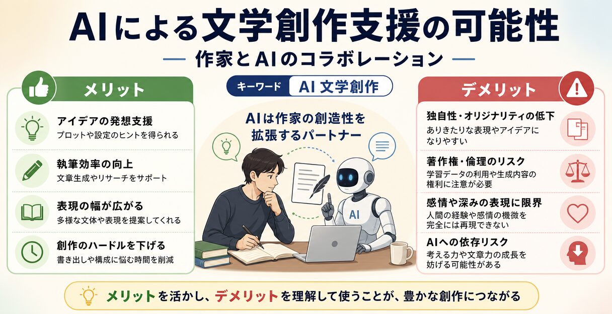 AIによる文学創作支援の可能性:作家とAIのコラボレーション - AI文学創作のメリットとデメリット