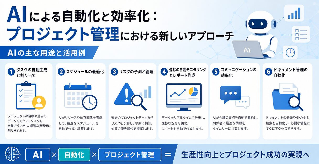AIによる自動化と効率化：プロジェクト管理における新しいアプローチ - AIの主な用途と活用例