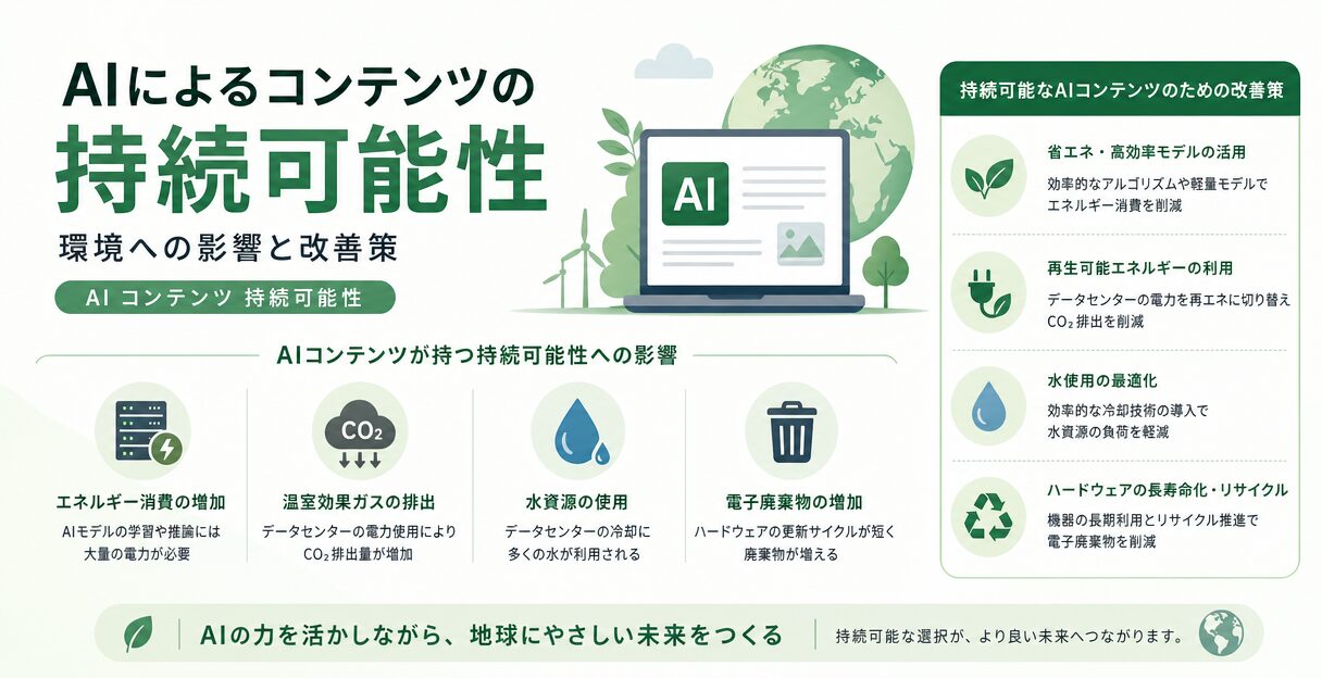 AIによるコンテンツの持続可能性：環境への影響と改善策 - AIコンテンツが持つ持続可能性への影響