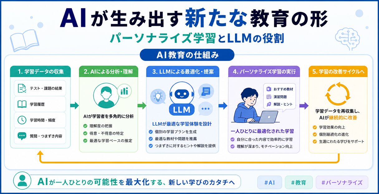 AIが生み出す新たな教育の形：パーソナライズ学習とLLMの役割 - AI教育の仕組み