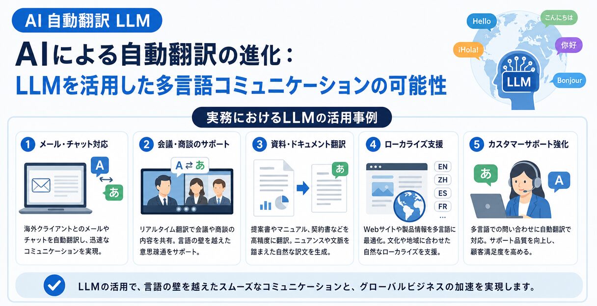 AIによる自動翻訳の進化:LLMを活用した多言語コミュニケーションの可能性 - 実務におけるLLMの活用事例